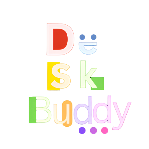 Colorful 'My Desk Buddy' logo on a black background
