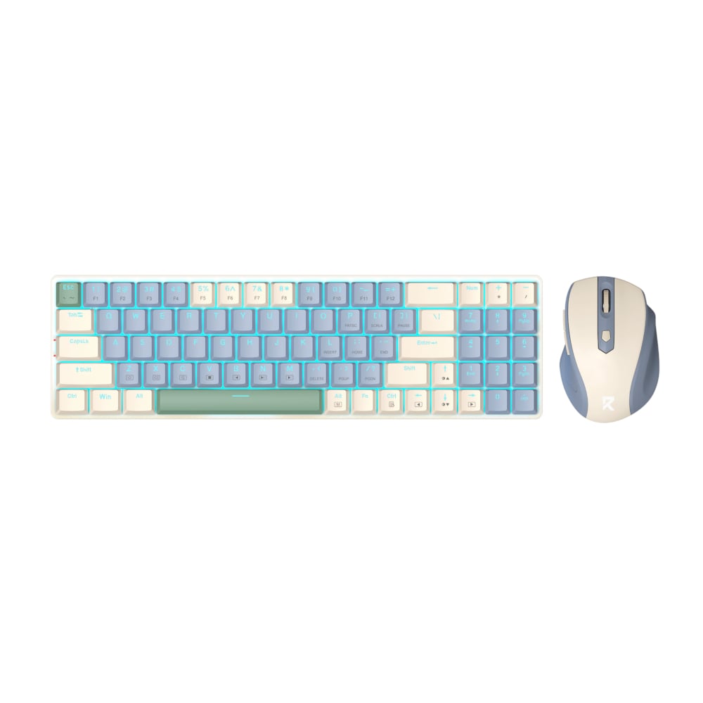 Redragon BS8772 Wireless Keyboard and Mouse Combo – Blue/Cream