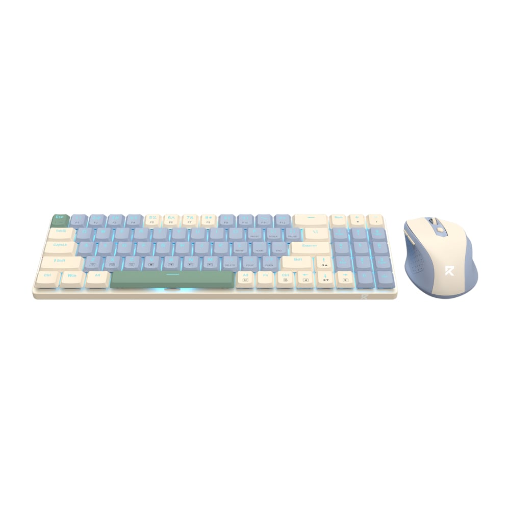 Redragon BS8772 Wireless Keyboard and Mouse Combo – Blue/Cream