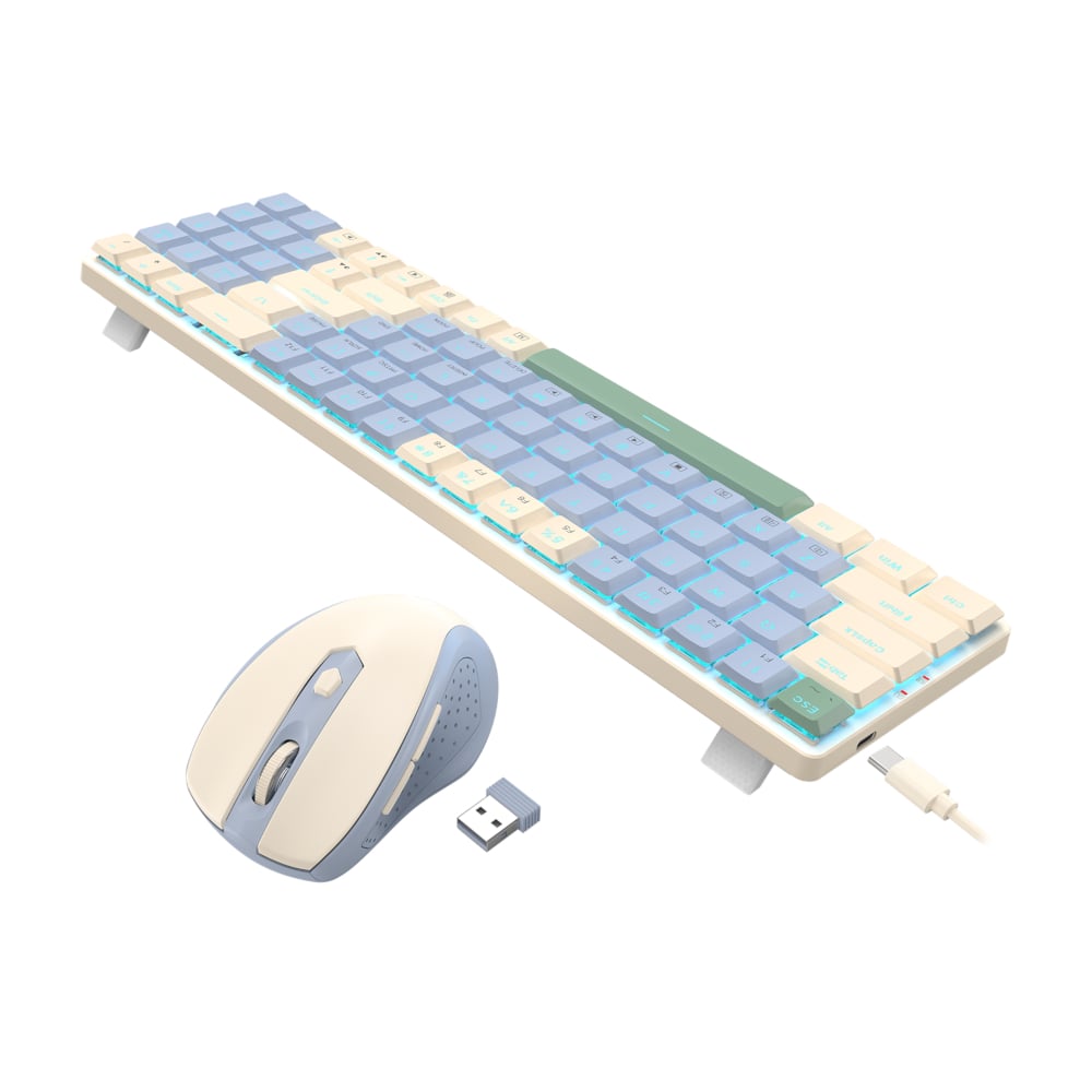 Redragon BS8772 Wireless Keyboard and Mouse Combo – Blue/Cream