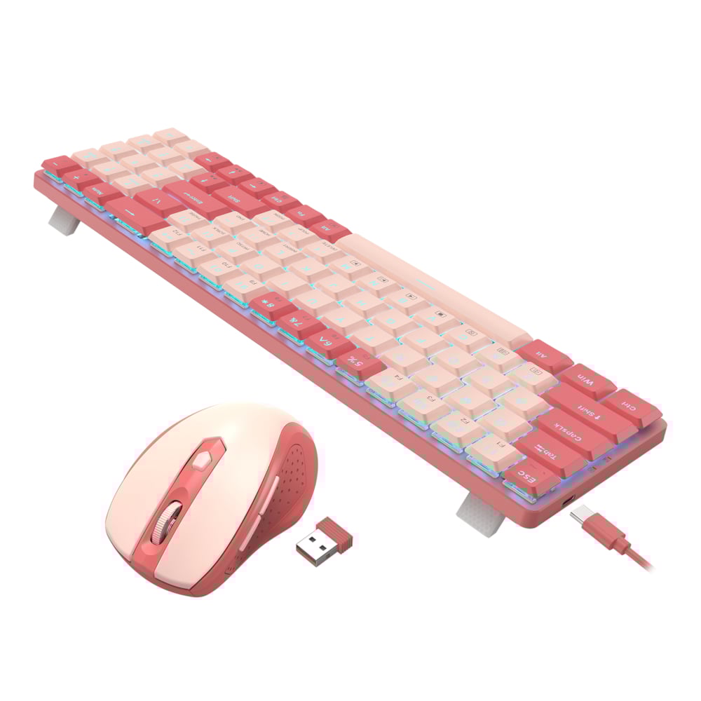 Redragon BS8772 Wireless Keyboard and Mouse Combo – Red/Pink