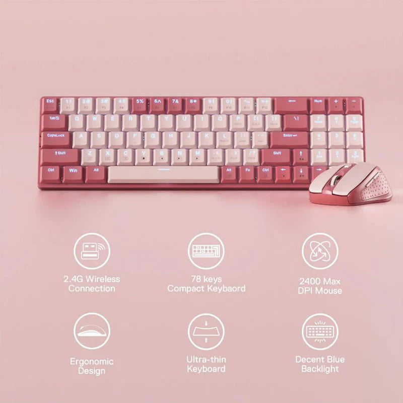 Redragon BS8772 Wireless Keyboard and Mouse Combo – Red/Pink